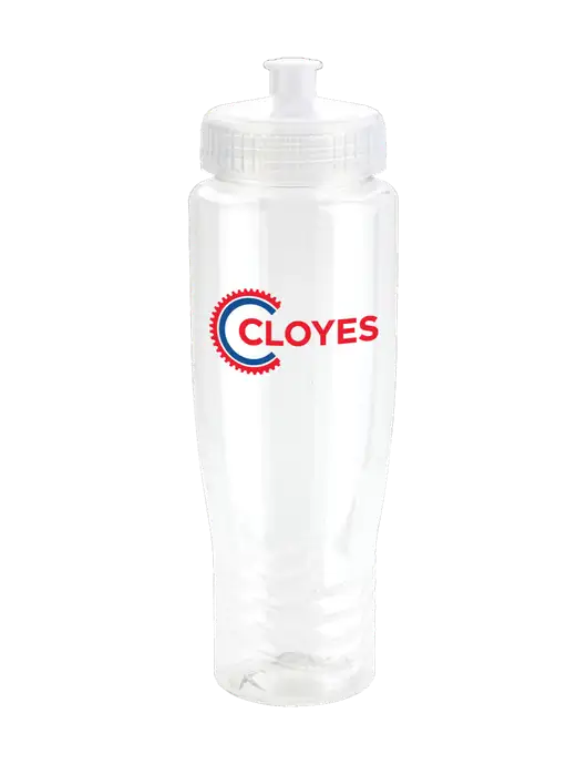 Roam Clear 28 oz Eco-Polyclear Bottle with Push Pull Lid w/Cloyes Logo