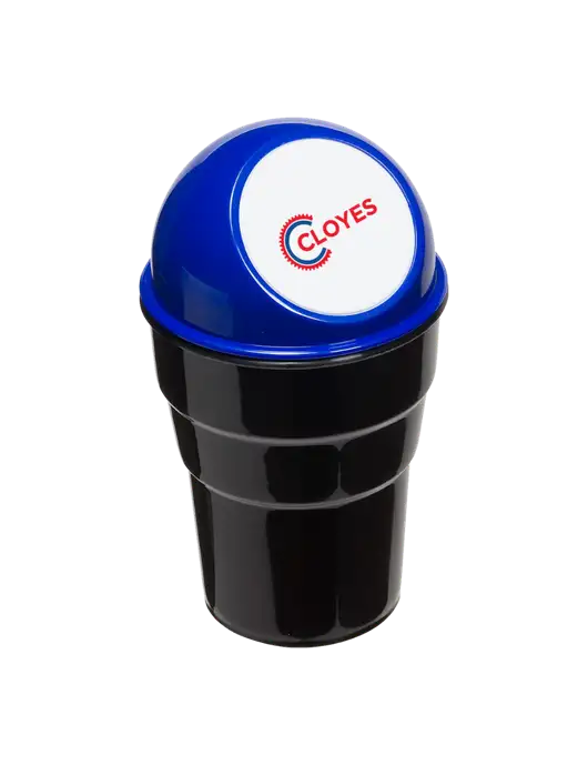 Blue Car Cup Holder Trash Can w/Cloyes Logo