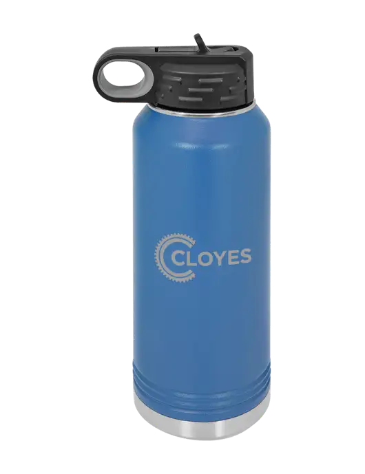 Polar Camel 32 oz Powder Coated Royal Vacuum Insulated Water Bottle w/Cloyes Logo