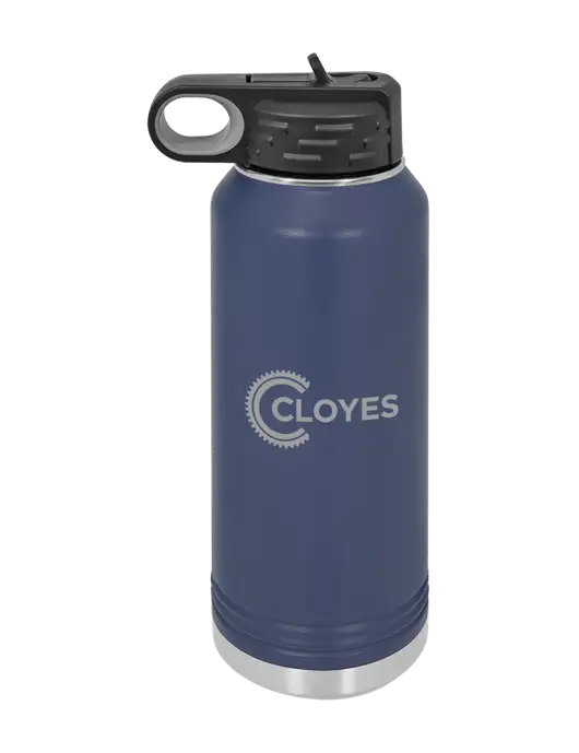 Polar Camel 32 oz Powder Coated Navy Vacuum Insulated Water Bottle w/Cloyes Logo
