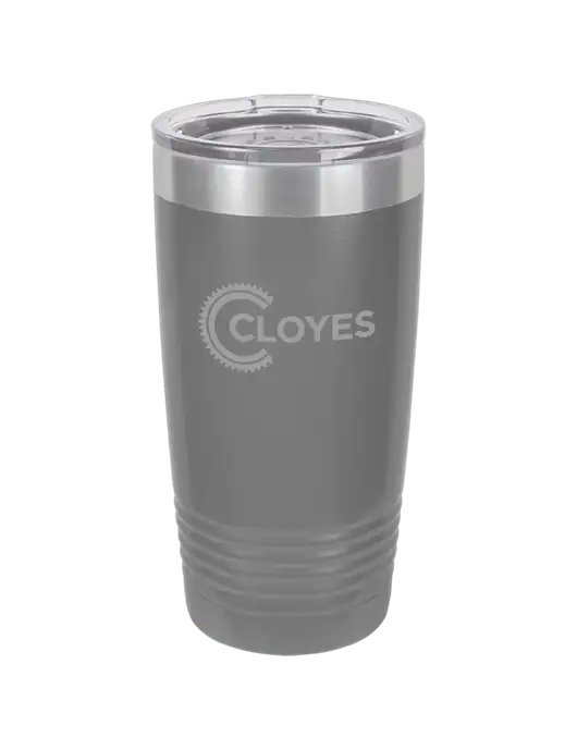 Polar Camel 20 oz Powder Coated Grey Vacuum Insulated Tumbler  w/Cloyes Logo
