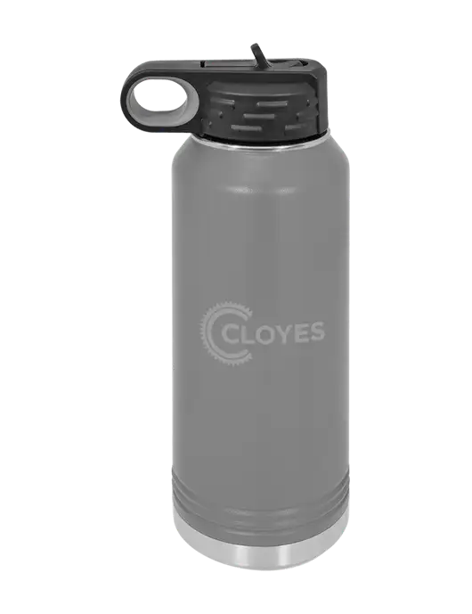 Polar Camel 32 oz Powder Coated Grey Vacuum Insulated Water Bottle w/Cloyes Logo