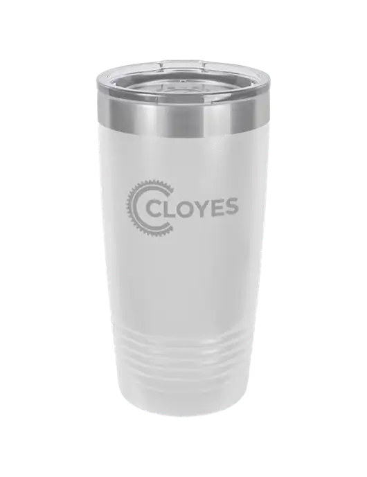 Polar Camel 20 oz Powder Coated White Vacuum Insulated Tumbler  w/Cloyes Logo