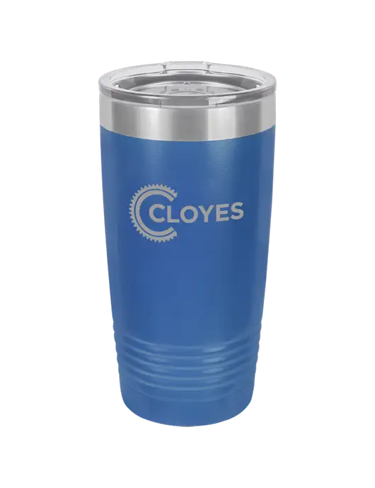 Polar Camel 20 oz Powder Coated Royal Vacuum Insulated Tumbler w/Cloyes Logo