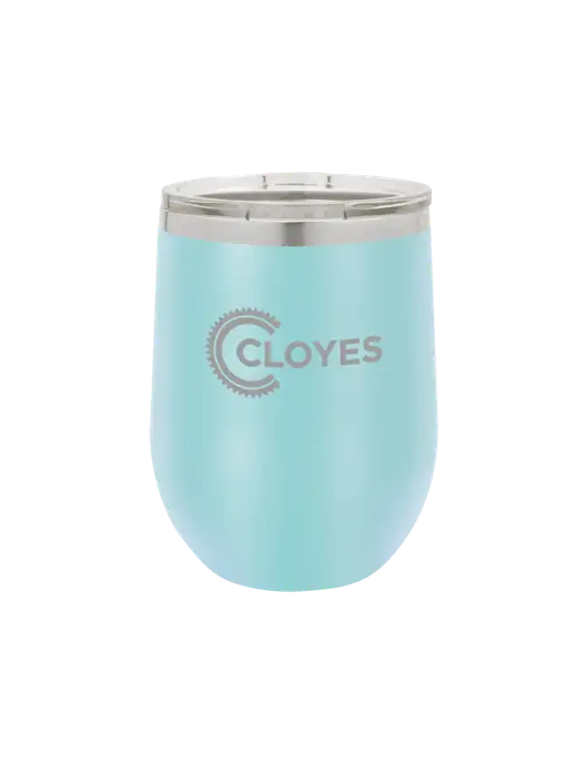 Polar Camel 12 oz Powder Coated Light Blue Vacuum Insulated Stemless Wine Tumbler w/Cloyes Logo