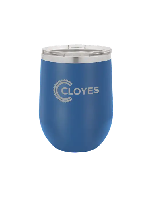 Polar Camel 12 oz Powder Coated Royal Vacuum Insulated Stemless Wine Tumbler w/Cloyes Logo