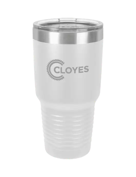 Polar Camel 30 oz Powder Coated White Vacuum Insulated Tumbler  w/Cloyes Logo