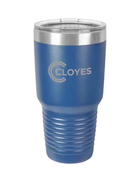 Polar Camel 30 oz Powder Coated Royal Vacuum Insulated Tumbler w/Cloyes Logo