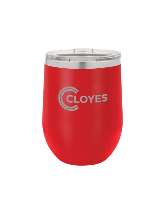 Polar Camel 12 oz Powder Coated Red Vacuum Insulated Stemless Wine Tumbler w/Cloyes Logo