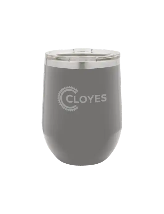Polar Camel 12 oz Powder Coated Grey Vacuum Insulated Stemless Wine Tumbler w/Cloyes Logo