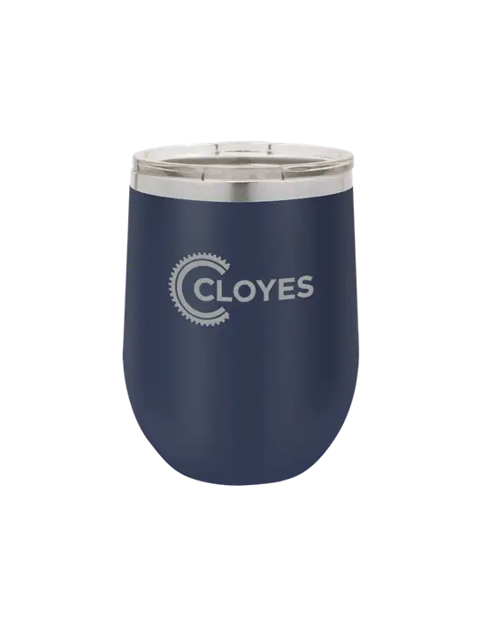 Polar Camel 12 oz Powder Coated Navy Vacuum Insulated Stemless Wine Tumbler w/Cloyes Logo