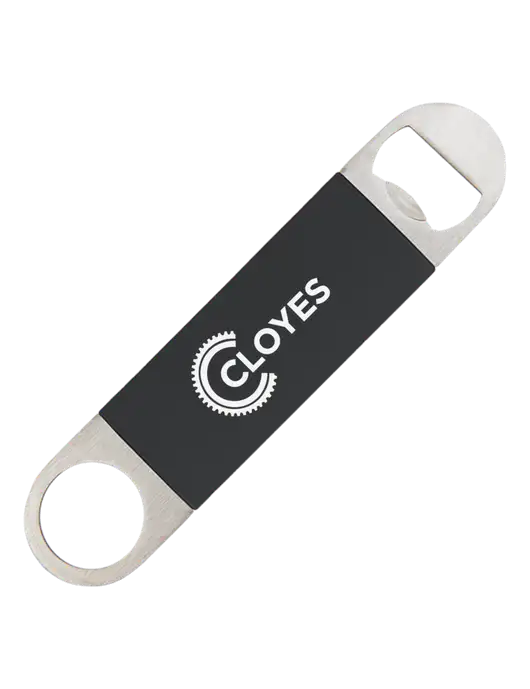 Black Bottle Opener with Silicone Grip w/Cloyes Logo