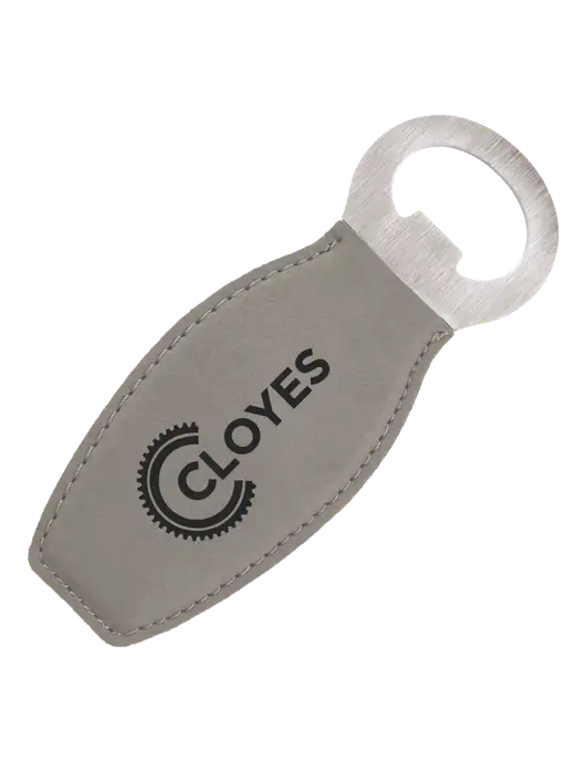 Grey Leatherette Bottle Opener with Magnet w/Cloyes Logo
