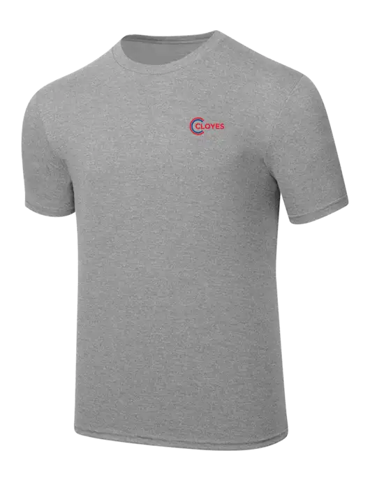 Simply Soft Heathered Light Grey 4.5oz  Poly/Combed Ring Spun Cotton T-Shirt w/Cloyes Logo