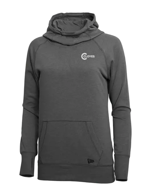 New Era Black Heather Womens Tri-Blend Fleece Pullover Hoodie w/Cloyes Logo