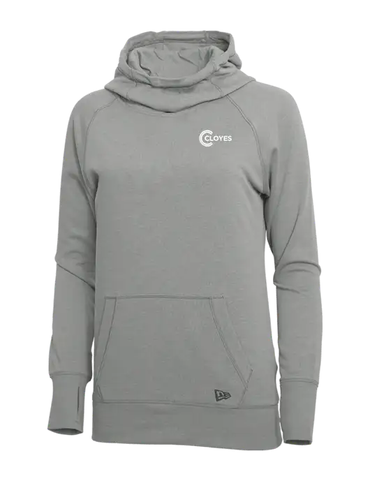 New Era Shadow Grey Heather Womens Tri-Blend Fleece Pullover Hoodie w/Cloyes Logo