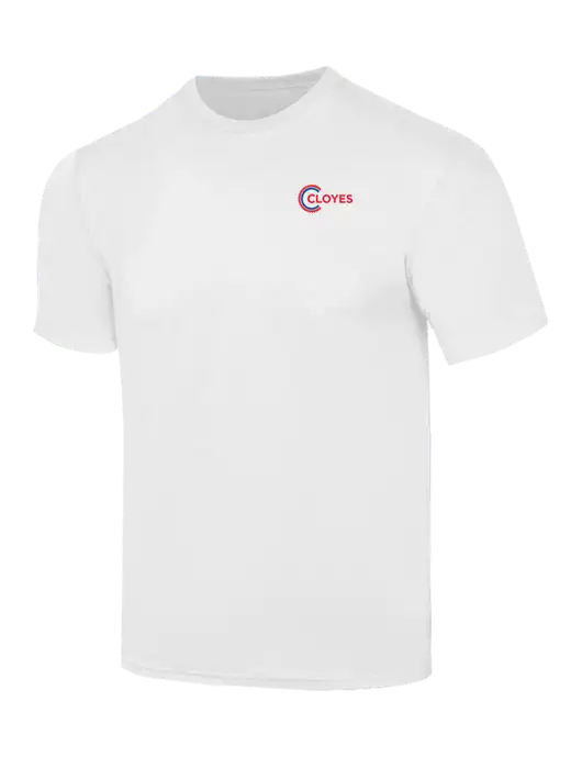 Simply Soft White 4.5oz  Poly/Combed Ring Spun Cotton T-Shirt w/Cloyes Logo