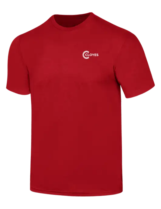 Simply Soft Red 4.5oz  Poly/Combed Ring Spun Cotton T-Shirt w/Cloyes Logo
