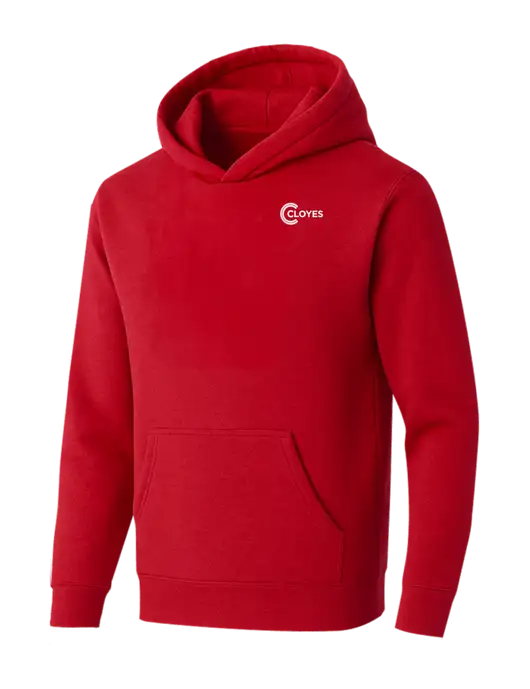 BELLA+CANVAS Red Sponge Fleece Pullover Hoodie w/Cloyes Logo