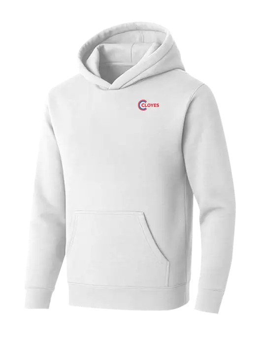BELLA+CANVAS Heathered White Sponge Fleece Pullover Hoodie w/Cloyes Logo