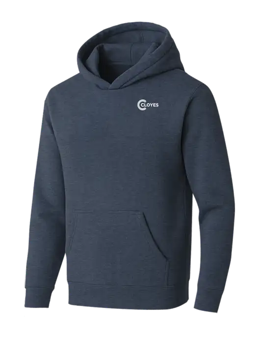 BELLA+CANVAS Heather Navy Sponge Fleece Pullover Hoodie w/Cloyes Logo