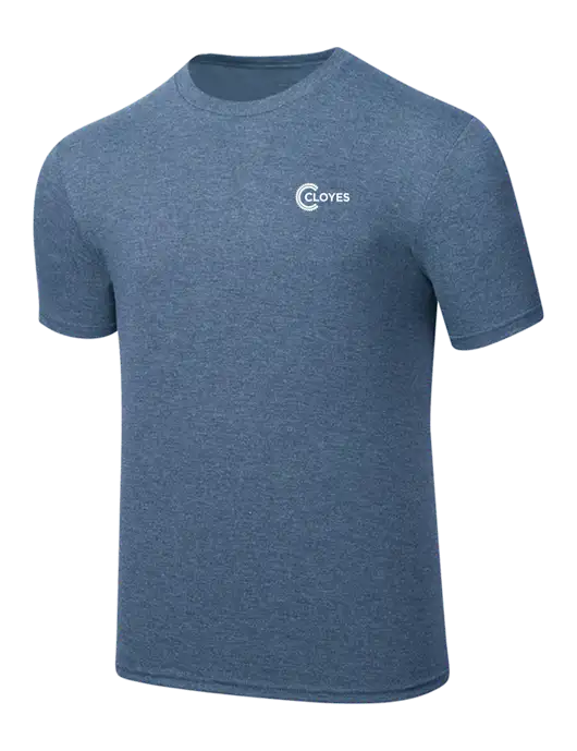 Simply Soft Light Slate Blue Heathered 4.5oz  Poly/Combed Ring Spun Cotton T-Shirt w/Cloyes Logo