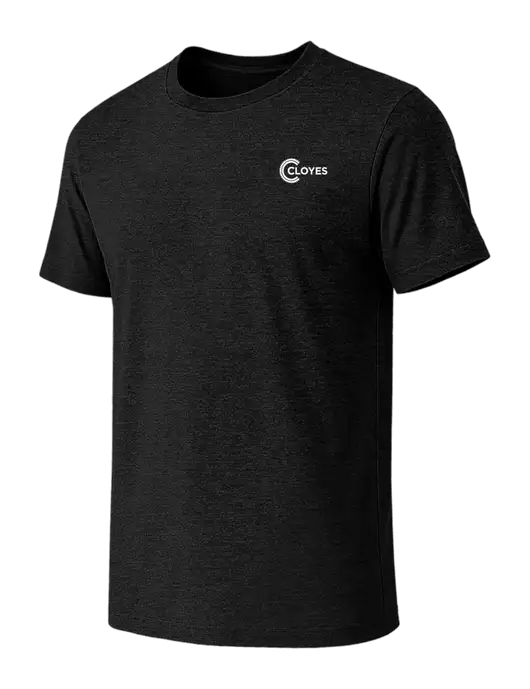 BELLA+CANVAS Black Heather CVC Short Sleeve Tee w/Cloyes Logo