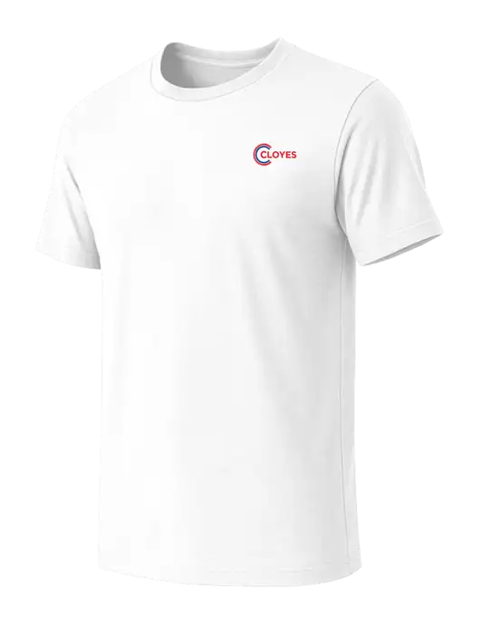 BELLA+CANVAS White Blend CVC Short Sleeve Tee w/Cloyes Logo