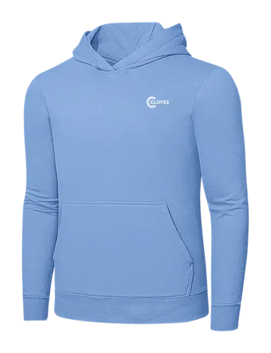 Light Blue 7.8. oz Ring Spun Hooded Sweatshirt w/Cloyes Logo