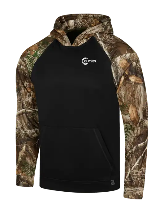 Russell Outdoors Black/Realtree Edge Camo Colorbock Performance Hoodie w/Cloyes Logo