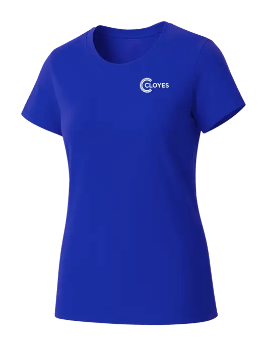 Womens Seriously Soft Royal T-Shirt w/Cloyes Logo