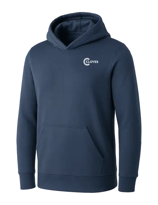 Womens Navy Core Fleece Pullover Hooded Sweatshirt w/Cloyes Logo