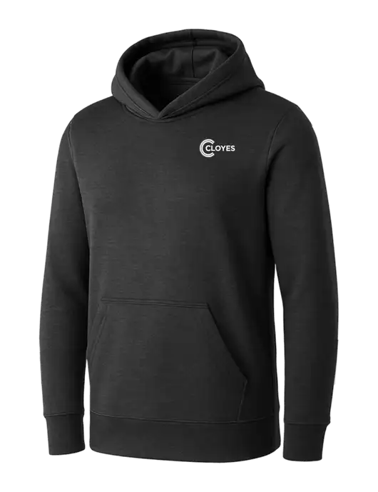 Womens Dark Grey Heather Core Fleece Pullover Hooded Sweatshirt w/Cloyes Logo