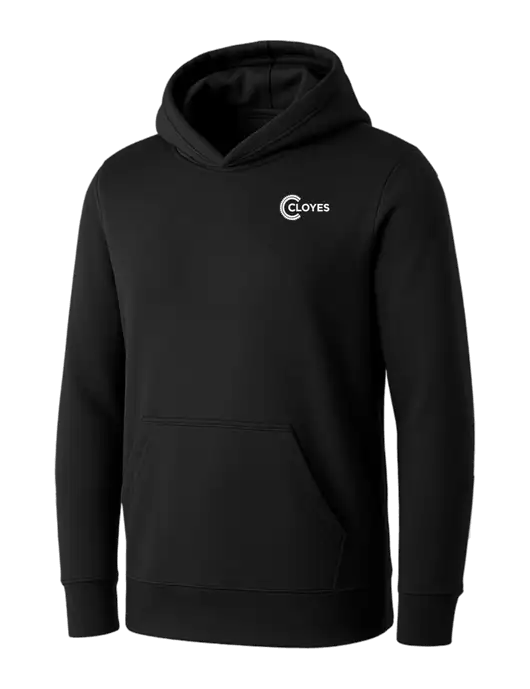 Womens Black Core Fleece Pullover Hooded Sweatshirt w/Cloyes Logo