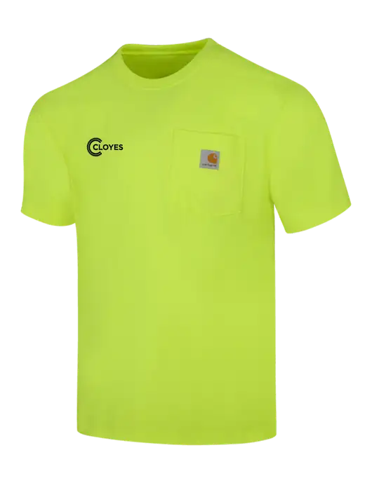 Carhartt Workwear Safety Yellow Pocket Short Sleeve T-Shirt w/Cloyes Logo