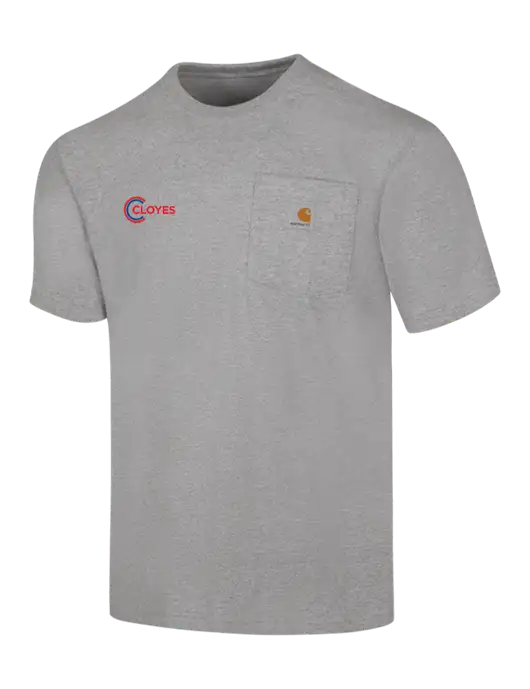 Carhartt Workwear Light Grey Heather Pocket Short Sleeve T-Shirt w/Cloyes Logo