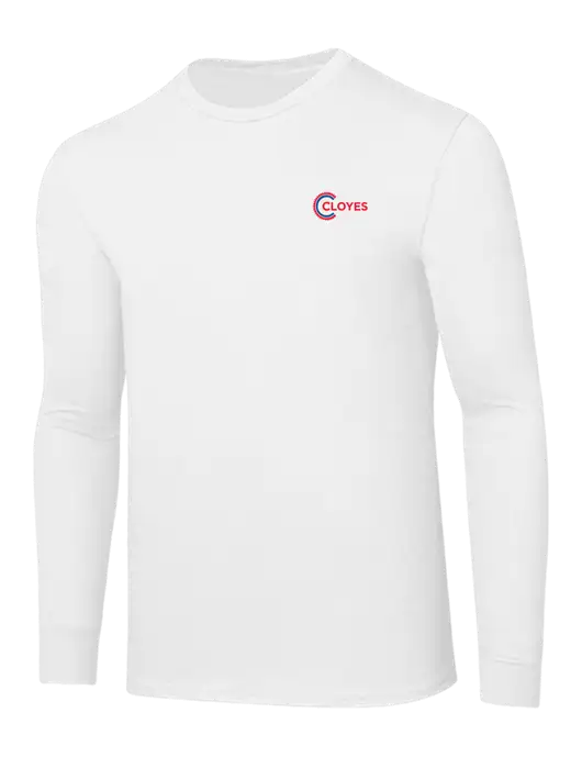 Core Blend White Long Sleeve Tee w/Cloyes Logo