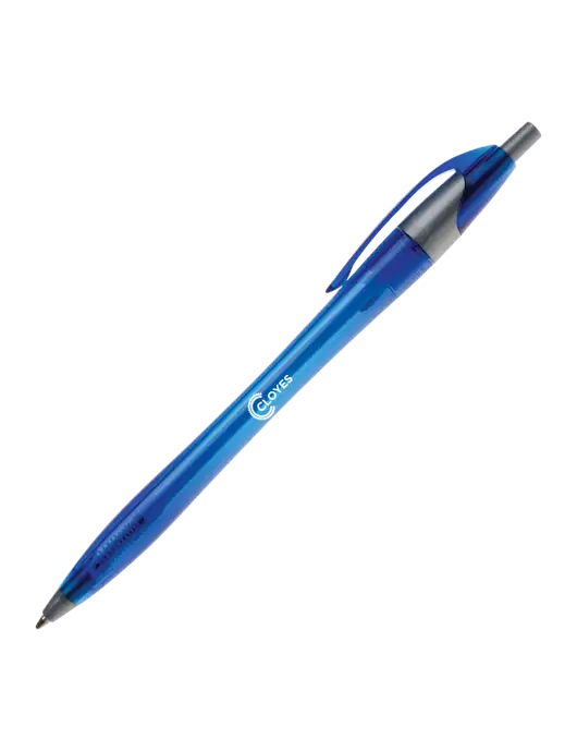 Novella Translucent Blue/Silver Jewel Pen - Blue Ink w/Cloyes Logo
