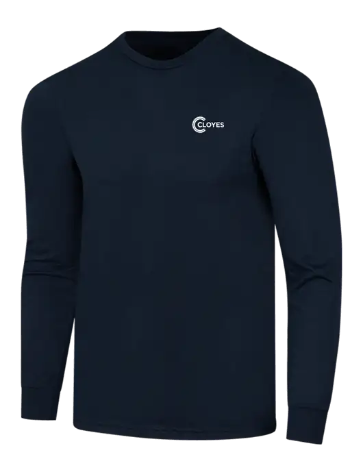 Simply Soft Long Sleeve Navy 4.5 oz, Poly/Combed Ring Spun Cotton T-Shirt w/Cloyes Logo