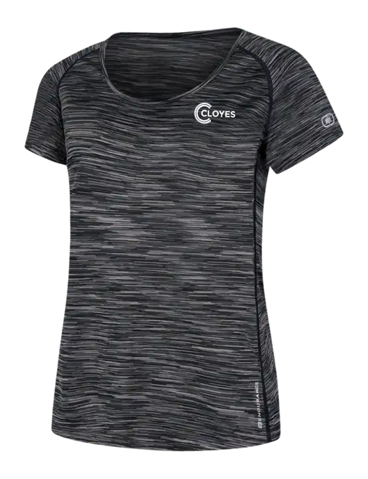 OGIO Womens Black Space Dye Verge Scoop Neck w/Cloyes Logo