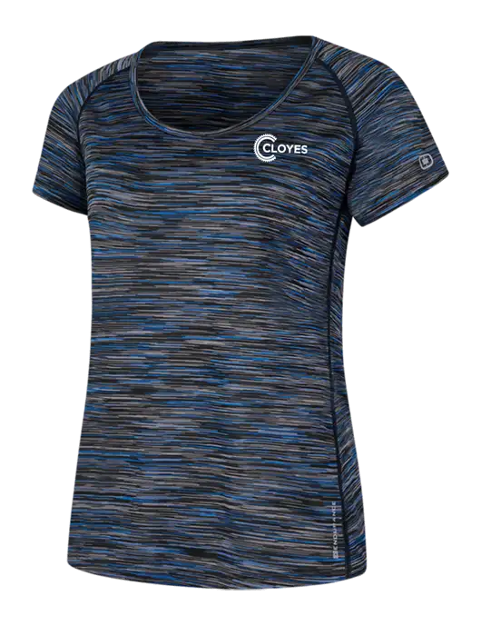 OGIO Womens Black/Royal Space Dye Verge Scoop Neck w/Cloyes Logo