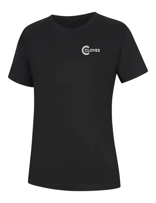 Womens Black Core Blend Tee w/Cloyes Logo