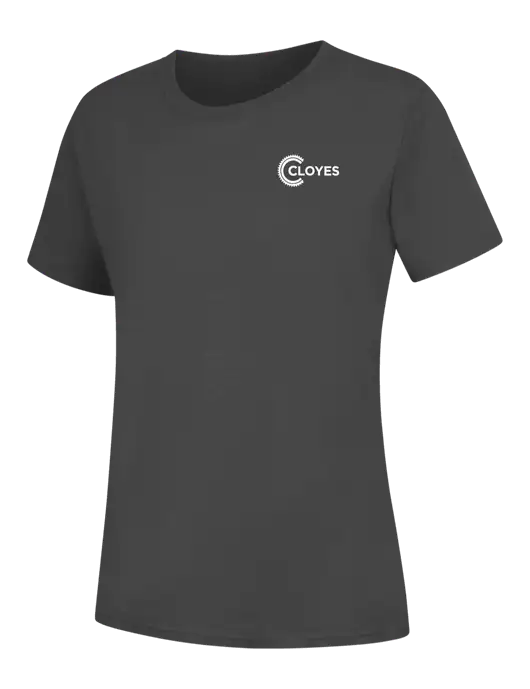 Womens Charcoal Core Blend Tee w/Cloyes Logo