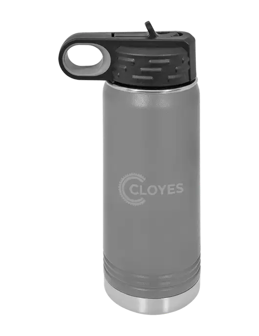 Polar Camel 20 oz Powder Coated Grey Vacuum Insulated Water Bottle w/Cloyes Logo