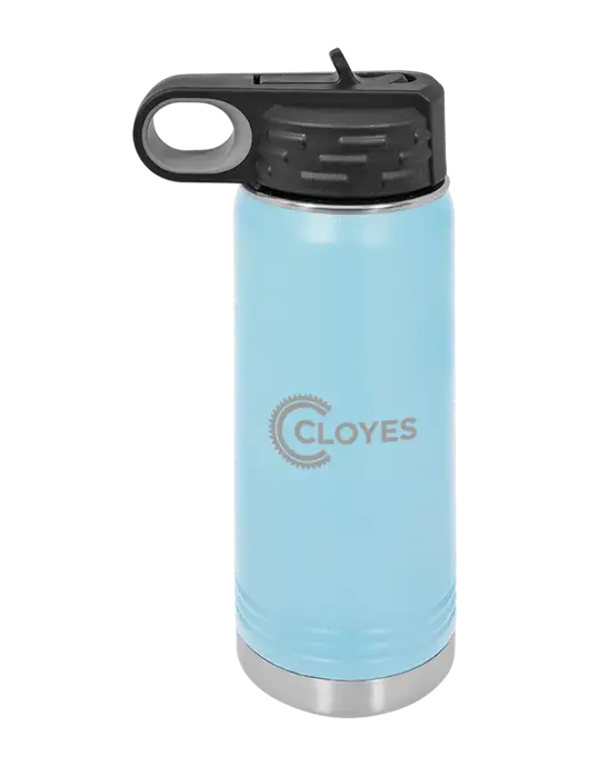 Polar Camel 20 oz Powder Coated Light Blue Vacuum Insulated Water Bottle w/Cloyes Logo