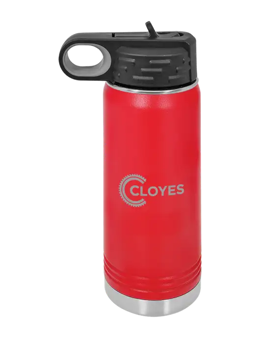 Polar Camel 20 oz Powder Coated Red Vacuum Insulated Water Bottle w/Cloyes Logo
