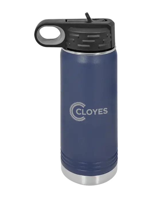 Polar Camel 20 oz Powder Coated Navy Vacuum Insulated Water Bottle w/Cloyes Logo