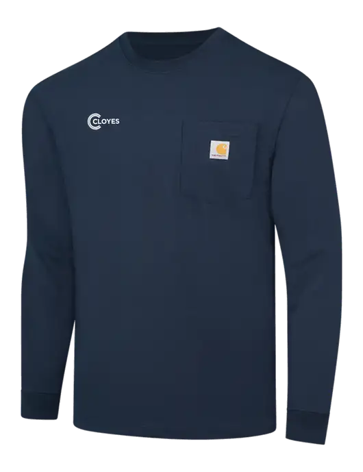 Carhartt Navy Workwear Pocket Long Sleeve T-Shirt w/Cloyes Logo