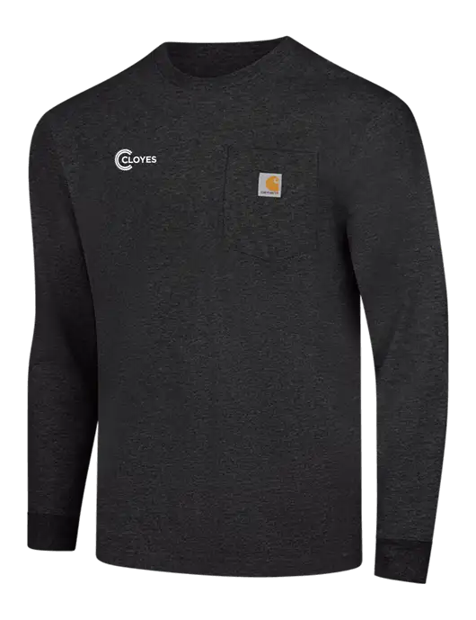 Carhartt Dark Grey Heather Workwear Pocket Long Sleeve T-Shirt w/Cloyes Logo