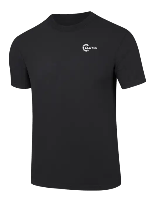 Comfort Colors 6.1 oz Black Heavyweight Ring Spun T-Shirt w/Cloyes Logo
